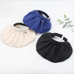 Wide Brim Hats WZCX Headband Empty Top Hat Two Uses Big Sun Protection Solid Color Korean Version Collapsible Sunhat Summer Women