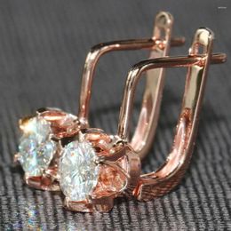 Hoop Earrings Huitan Rose Gold Colour Women's Arrival Fancy Flower Charm With Cubic Zircon Girl Gift Fashion Jewellery