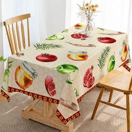 Table Cloth Rosh Hashanah Rectangle Tablecloth Holiday Party Decoration Shana Tova Jewish Year Waterproof Kitchen Cover