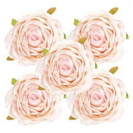 Decorative Flowers 5pcs Party Home Decor Living Room Artificial Rose Head Fake For Bridal Bouquet Wedding Elegant 9cm Table Centrepiece DIY