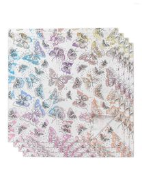 Table Napkin 4pcs Spring Butterfly Hand-Painted Watercolor Square 50cm Wedding Decoration Cloth Kitchen Serving Napkins