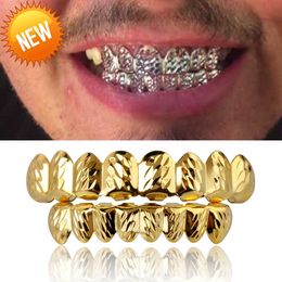 18K Gold Hip Hop Vampir Dövülmüş Dişler Fang Grillz Diş Ağız Izgara Dişleri Diş Kapağı Rapçi Takı için Cosplay Party Toptan Satış