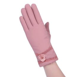 Five Fingers Gloves Winter Women Female Keep Warm Solid Colour Ladies Elegant Plush Wrist Mittens Ski Driving Glove