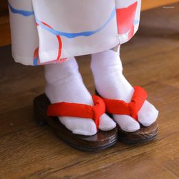 Этническая одежда японская традиционная geta засоры для детей косплей обувь шлепанцы кимоно деревянные сандалии открытый твердый цвет