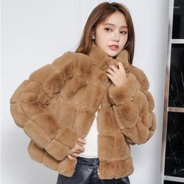 Women's Fur Chic Women Plaids Faux Mink Padded Coat Checked Bomber Jacket Parka Velvet Cardigan Stand Collar Abrigo Tops