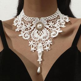 Choker Lace Necklace Pearl Women/Girl Black And White Clavicle Chain Fashion Elegant Simple Dress Party Wedding Jewellery