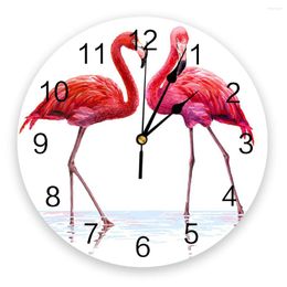Wall Clocks Animal Red Flamingo PVC Clock Living Room Decoration Modern Design Home Decore Digital