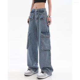 Women's Jeans Hip Hop Spicy Girl Work Dress Women's High Waist Straight Tube Loose Slim Wide Leg Pants Cargo Women