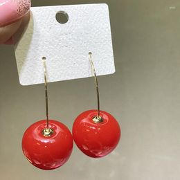 Dangle Earrings 2023 Personality Design Fruit Cherry Stud Earring Fashion Gold Colour Fresh Lady For Women Trend Party Daily Wear Jewellery