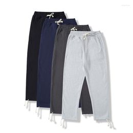 Men's Pants Heavyweight Straight Sweatpants Men Winter Fashion Thick Fleece Elastic Waist Solid Colour Simple Casual Basic Trouser