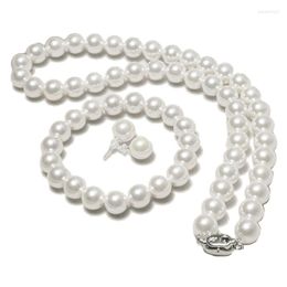 Necklace Earrings Set White Pearl Bracelet Three-piece All-match Bridal Gift