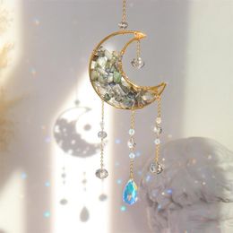 Garden Decorations Metal Moon Crystal Light Catching Jewellery Durable Hangable Frame Pendant Car Accessories Window For Balcony