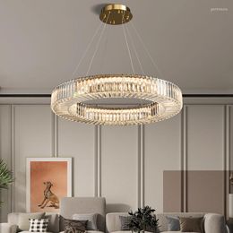 Chandeliers Modern Led Chandelier Round Rectangular Living Room Hanging Lamp Home Decor Indoor Lighting Creative Kitchen Crystal Lustre