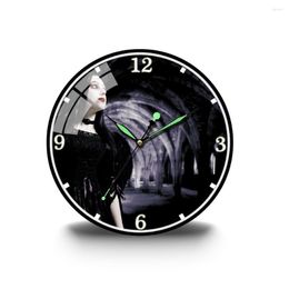 Wall Clocks Dark Beauty In The Castle 3D Painting Acrylic Clock Modern Design Living Room Retro Charts