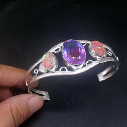 Bangle Hermosa Jewellery Mystical Topazz Dichroic Glass Silver Colour Fashion Arrival Open For Women 20234580BangleBangle