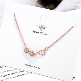 Pendant Necklaces Todorova Brilliant Cubic Zircon Infinity Necklace Rose Gold Colour Choker Charm For Women Lover Fashion Jewellery