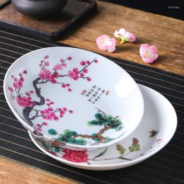 Plates 8inch Jingdezhen Ceramic Dinner Plate Chinese Bone China Round Fruit Cake Snack Tray Kitchen Porcelain Utensils Gift