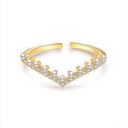 Gold pearl Rings Jewellery Women Engagement Ring 925 Sterling Silver Jewellery Wedding Band Ring