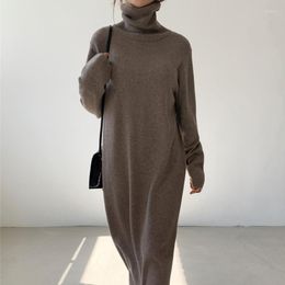 Casual Dresses Autumn Winter Thick Sweater Dress For Women Loose Robe Long Vintage Knitted Bodycon Lady Warm Korean