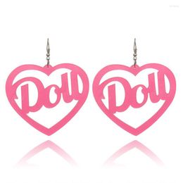 Dangle Earrings Fashion Cute Shining Big Heart DOLL For Women Girl Trendy High Quality 3 Colours Statement Acrylic Jewellery