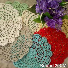 Table Mats 20CM Round Vintage Dining Doily Glass Drink Coasters Christmas Placemat Craft Hollow Out Mantel For Wedding Banquet Decor