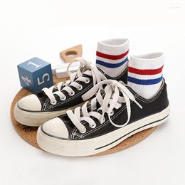 Women Socks SGEDONE 2023 5 Color Two Bar Classic Stripes Lovers School Retro Leisure For People In Various Age
