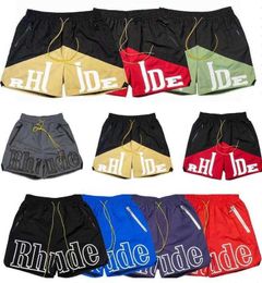 6BDH Designer Men Rh Limited Rhude Shorts Summer Swim Short Knee Length Hip Hop High Street Sports Training Beach Pants Mens Elastic Waist Shorts