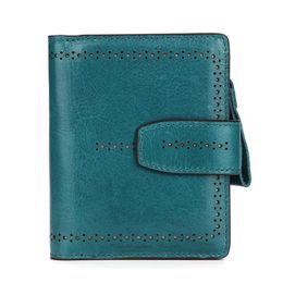 Wallets 2023 Vintage Luxury Real Cow Genuine Leather Women Bifold Women's Wallet Zipper Designer With Coin Purse Pockets