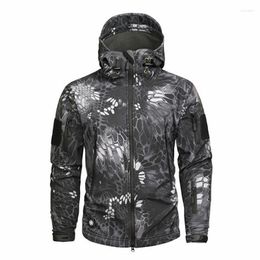 Hunting Jackets Men's Military Camouflage Fleece Tactical Jacket Waterproof Softshell Thermal Windbreaker Winter Army Hooded