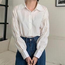 Women's Blouses White Normcore Shirts Lantern Sleeve Women Spring Chic 2023 Work Wear Slim Loose OL Casual Office Solid Fashion Tops