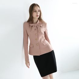 Work Dresses El Female Receptionist Autumn Short Skirt Sets Sales Department Office Lady Elegant Business Suits Women Beauty Salon Uniform