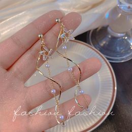 Dangle Earrings 2023 Fashion Crystal Star Tassel Pearl Golden For Women Personality Wedding Jewellery Birthday Gifts