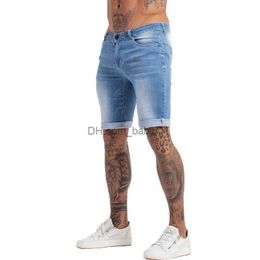 Men's Shorts GINGTTO Jeans Mens Denim Shorts Skinny Short Pants Jean Shorts for men Elastic Waist Slim Fit Streetwear Stretch Dropshipping T230502