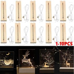 Lamp Holders 6inch Rectangle LED Wood Display Pedestal Base Crystal USB Lighted Stand For Resin Art Decorative Ornament Kids Gifts