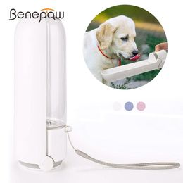 Feeding Benepaw Long Trough Pet Water Bottle Portable Rotatable Clamshell Sink nontoxic Leakproof Dog Drinking Bottle 420ml/14.2oz