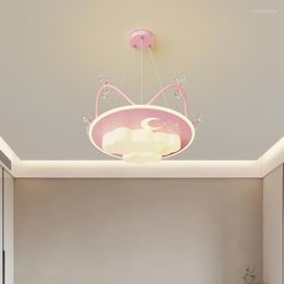 Chandeliers Children's Room Lamp Cloud Lights Crystal Crown Modern Warm Romantic Princess Boy Girl Bedroom Decor Chandelier