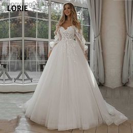 Party Dresses Glitter Wedding Dresses Puff Sleeve Appliques Lace 3D Flowers off Shoulder Tulle Boho Bride Gown 2021 vestidos de novia T230502