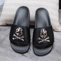 Slippers Summer Indoor Soft Flip Flops Home Beach Shoes Couple NonSlip Skull Tide Slides Casual Flat Sandals WomenMan Fashion Slippers J230502