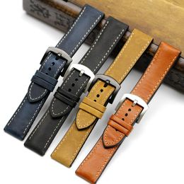 Watch Bands Vintage Strap Genuine Leather Silicone Watchband Bracelet Replacement For Watches Men Belts 20mm 22mm 24 Mm