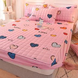 Set 21 Colour Cartoon Thick Quilted Bedsheet Soft Breathable Bedding Fitted Sheet Bedspread Mattress Cover Without Pillowcase