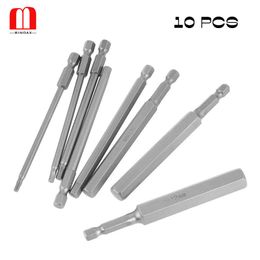 Schroevendraaier BINOAX 10Pcs 100mm Magnetic Hex Screwdriver Bits 1/4" Hex Shank Electric Screwdriver head M1.5M12