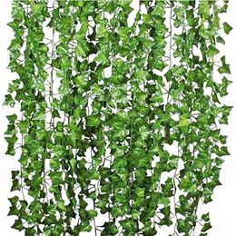 Decorative Flowers 3Pcs 2.1m Fake Vines Ivy Leaves Artificial Garland Greenery For Wedding Decor Aesthetic Silk Wall