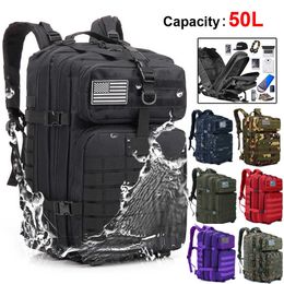 Backpacking Packs 50L Large Capacity Men Army Military Tactical Backpack 3P EDC Molle Pack Waterproof Bug Rucksack Hiking Camping Hunting Bags J230502