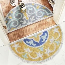 Carpets Semicircle Doormat Silk Loop Non-slip Outside Household Entrances Mat Living Room Hallway Pattern Material Door Carpet