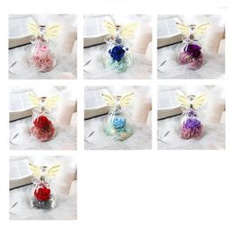 Decorative Flowers Bright Color 1 Set Novel Mothers Day Gift Dried Ornament Glass Cover Preserved Flower Exquisite Holiday Supplies