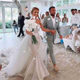 Party Dresses Glitter Mermaid Wedding Dresses Off Shoulder Sweetheart Shiny Bridal Gowns Sparkly With Puffy Tulle Train Bride Dress 2022 T230502