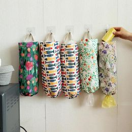 Storage Bags Plastic Bag Holder Printing Multi-use Waterproof Elastic Mouth Closure Wall Mounted Grocery For Home