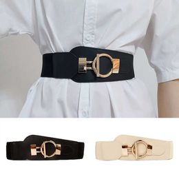 Other Fashion Accessories Fashion Wide Waist Seal Belts Elastic Band Big Gold Buckle Belt Ladies Decoration Coat Sweater Belt Girdle Cummerbunds Gift J230502