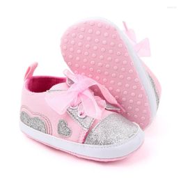 Athletic Shoes Cute Born Baby Girls Breathable Anti-Slip Sequins Heart Print Sneakers Toddler Soft Soled Casual Walking Sports