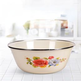 Bowls Enamel Bowl Nostalgic Old-fashioned Large Fresh-keeping Hand Washing Household Soup With Lid Instant Noodles Kitchen